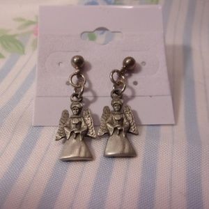 Angel World Guardian Angel Pewter Pierced Earrings